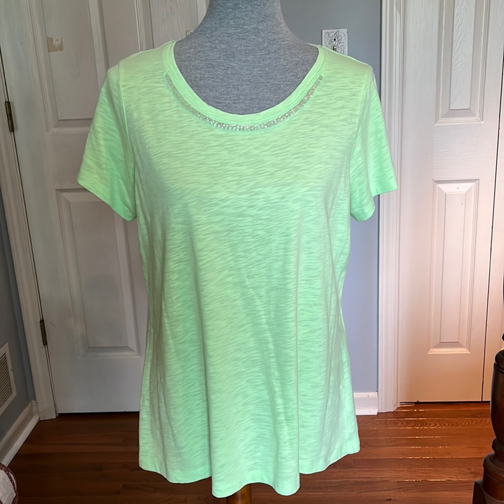 St. John’s Bay lt green, embellished short sleeve tee shirt